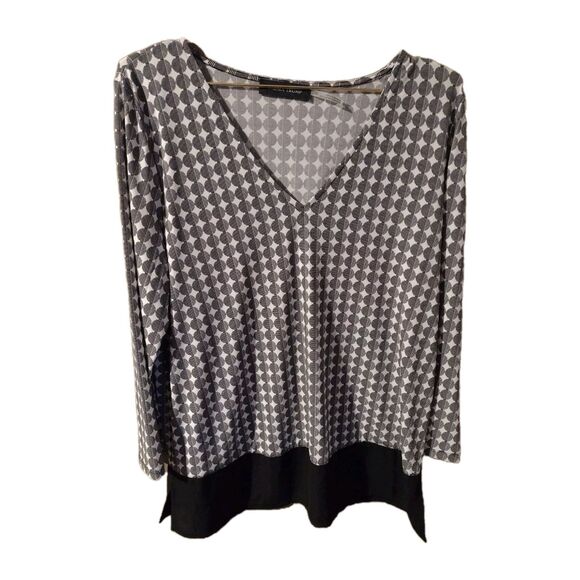 Ivanka Trump L Large Circle Blouse Womens Long Sleeve Pullover Stretch Top - Picture 1 of 10
